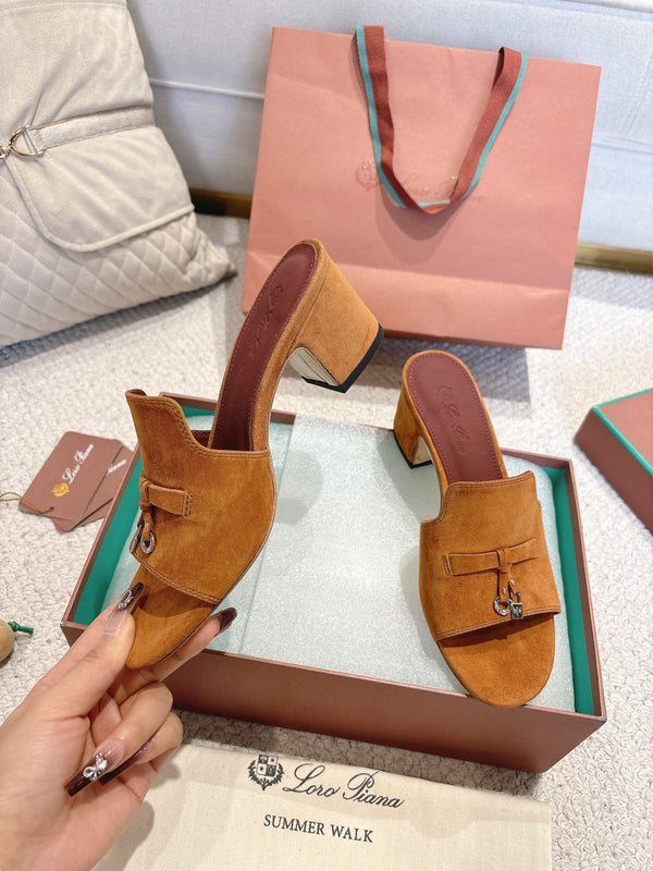 LP 25 Summer Charm Sandal 55 Brown Suede Dard Red Calfskin