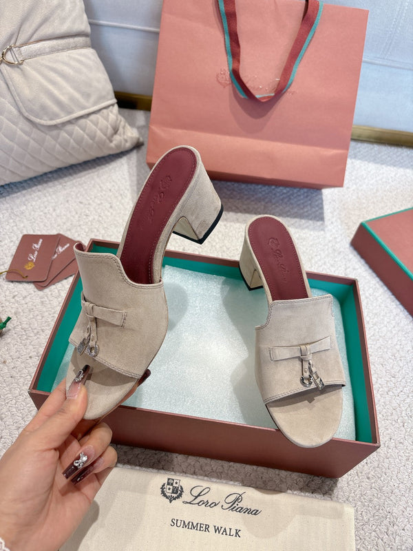 LP 25C Summer Charms Mules 55MM Light Taupe Suede 215025