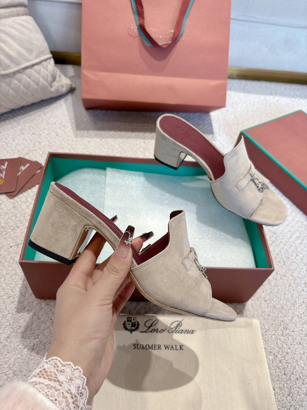 LP 25C Summer Charms Mules 55MM Light Taupe Suede 215025