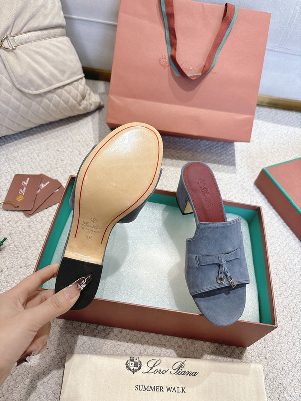 LP 25C Summer Charms Mules 55MM Blue Gray Suede 215023