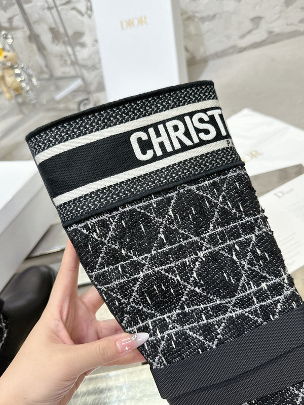 D-Major Boot In Black Mix White Denim Fabric 100564