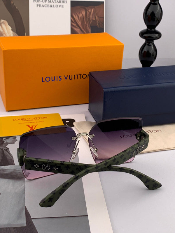 SQUARE SUNGLASSES L1294 IN GREEN ACETATE PURPLE LENSES