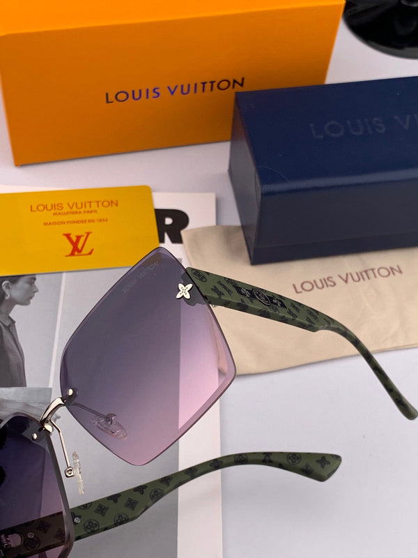 SQUARE SUNGLASSES L1294 IN GREEN ACETATE PURPLE LENSES