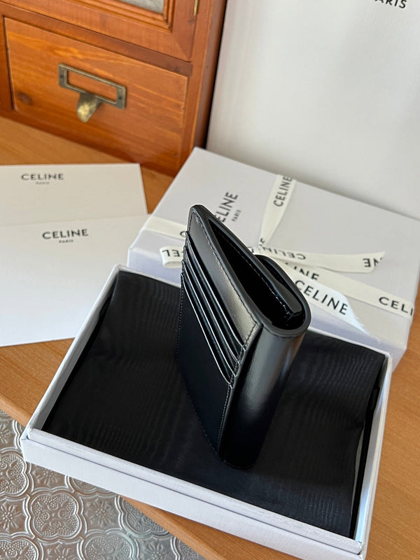 TRIOMPHE 10 Flap Wallet Card Holder 13cm Black Shiny Cafskin