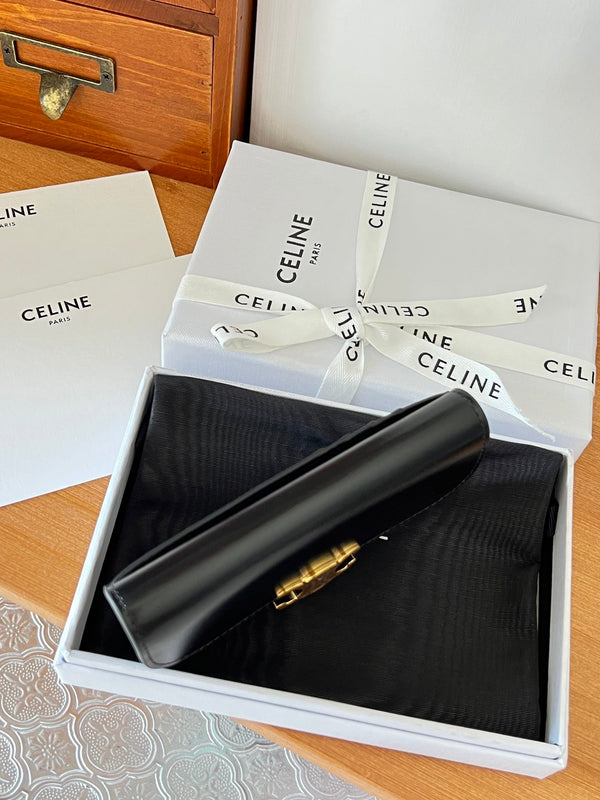 TRIOMPHE 10 Flap Wallet Card Holder 13cm Black Shiny Cafskin