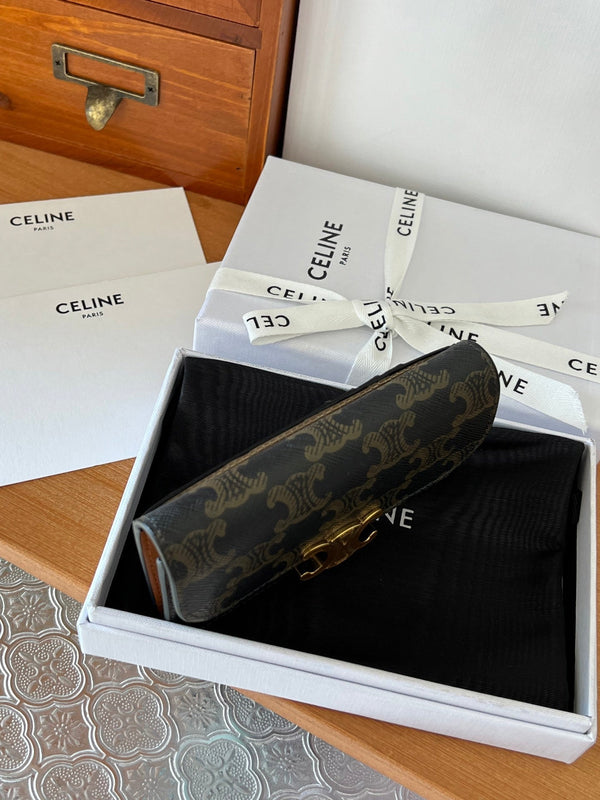 TRIOMPHE 10 Flap Wallet Card Holder 13cm Tan Shiny Cafskin