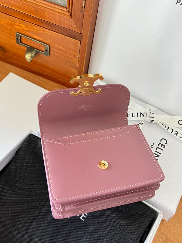 TRIOMPHE Business Card Holder Pink Cowhide GHW