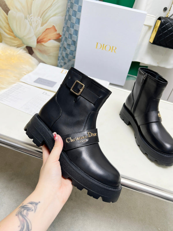 CD D-Quest Ankle Boot Plain Black Calfskin