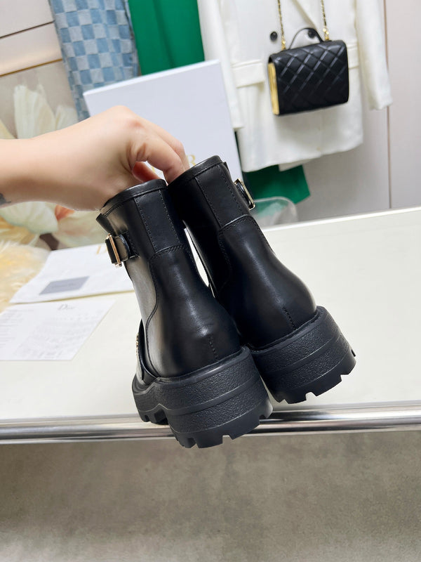 CD D-Quest Ankle Boot Plain Black Calfskin