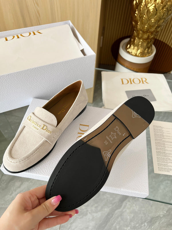 CD Boy Loafer Rope 5m Cream Suede Calfskin 510190