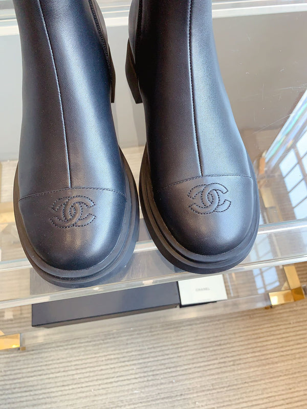 CC Zipper Ankle Boots 35mm Black Sheeepskin 464548