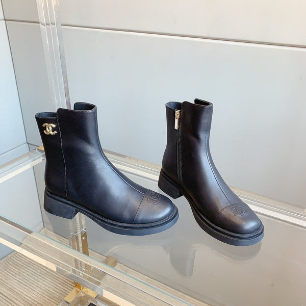 CC Zipper Ankle Boots 35mm Black Sheeepskin 464548