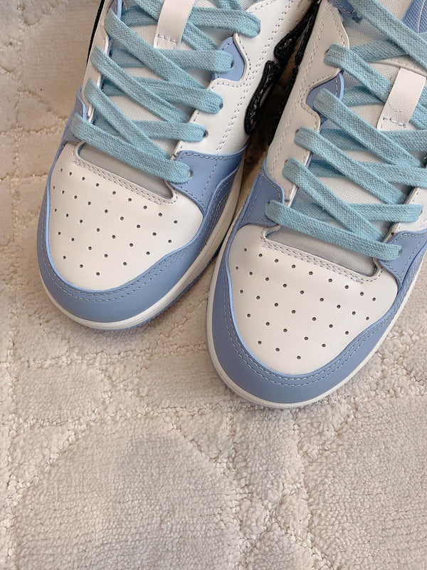 CD B57 Mid-Top Sneaker White Mix Light Blue Calfskin And Oblique Jacquard