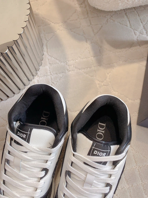 CD B57 Mid-Top Sneaker White Mix Black Calfskin And Oblique Jacquard