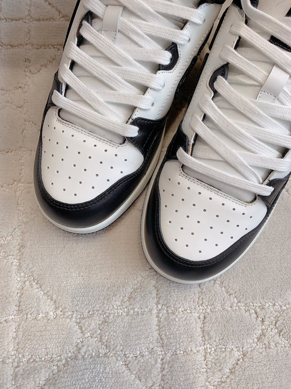 CD B57 Mid-Top Sneaker White Mix Black Calfskin And Oblique Jacquard