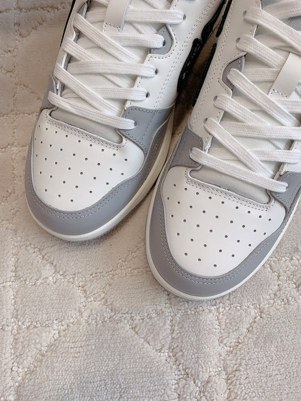 CD B57 Mid-Top Sneaker Grey White Calfskin And Oblique Jacquard