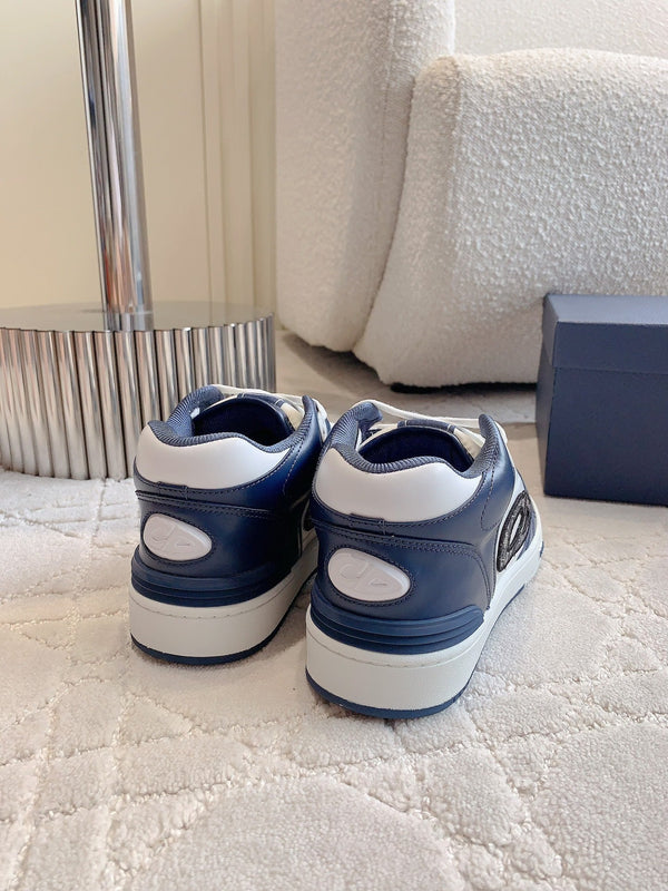 CD B57 Mid-Top Sneaker White Mix Dark Blue Calfskin And Oblique Jacquard