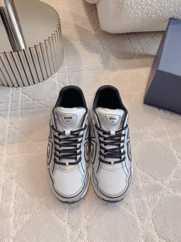 CD B30 Sneaker Grey White Mix Black Polyester Mesh Fabric And Calfskin