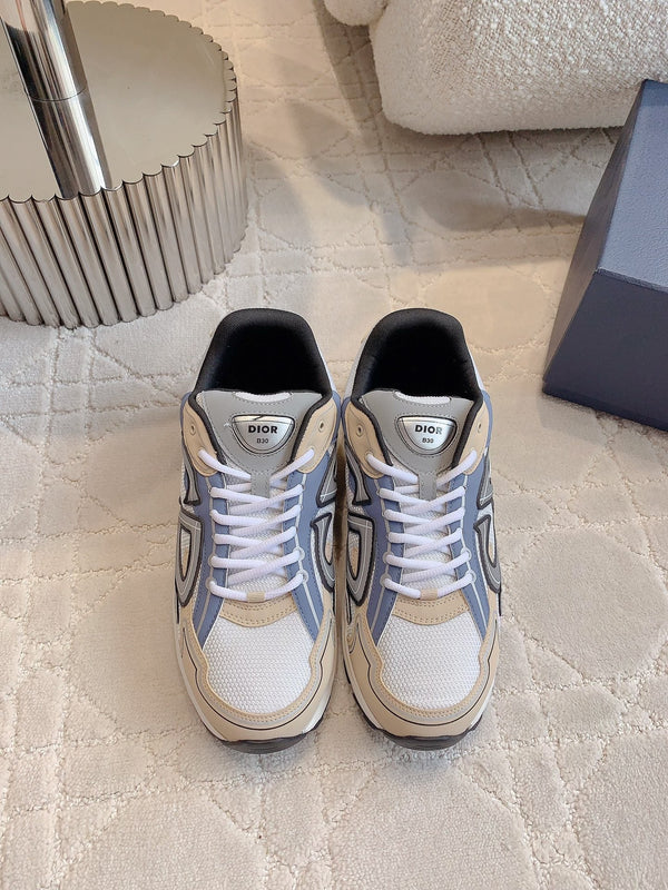 CD B30 Sneaker Blue Grey Mix White Beige Polyester Mesh Fabric And Calfskin