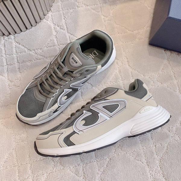 CD B30 Sneaker Gray Brown Mix Beige White Polyester Mesh Fabric And Calfskin