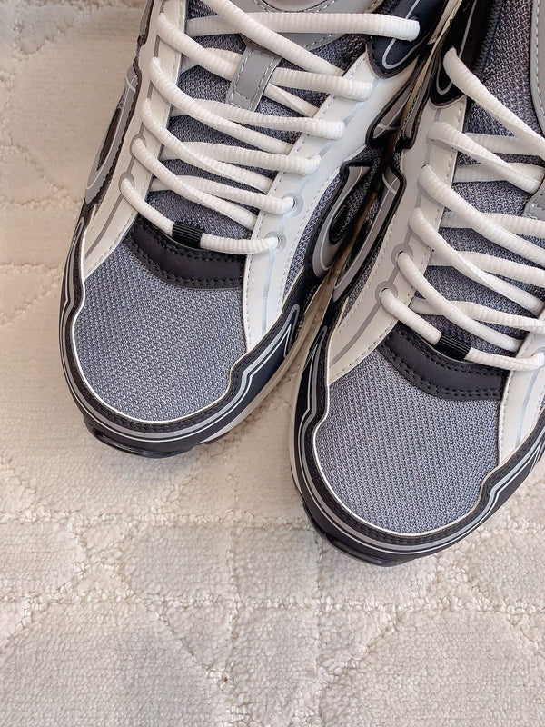 CD B30 Sneaker Cement Grey Mix Black Ivory White Polyester Mesh Fabric And Calfskin