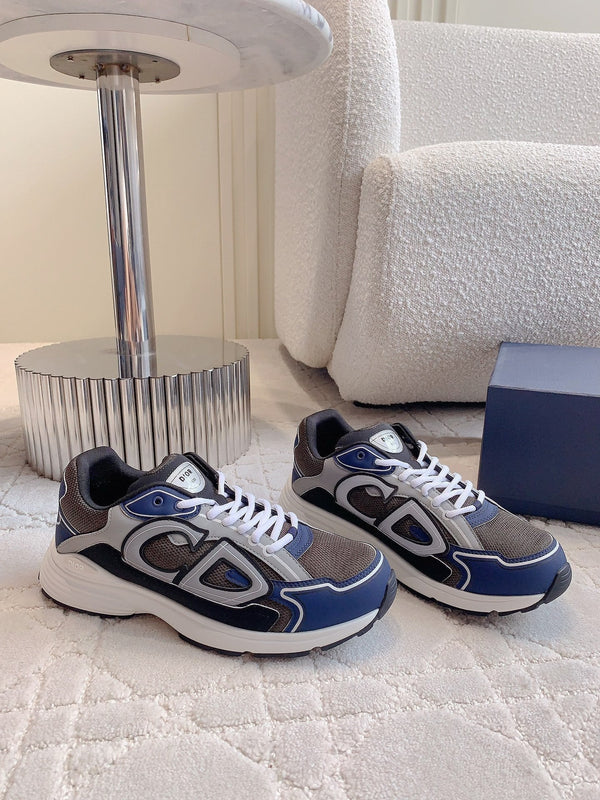 CD B30 Sneaker Brown Blue Mix Grey Polyester Mesh Fabric And Calfskin