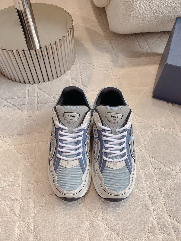 CD B30 Sneaker Dark Blue Grey Mix Light Blue White Polyester Mesh Fabric And Calfskin