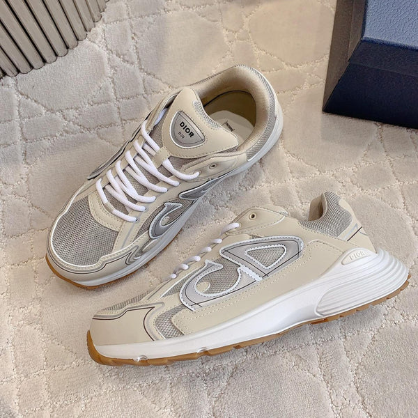 CD B30 Sneaker Grey Beige Mix Brown Polyester Mesh Fabric And Calfskin