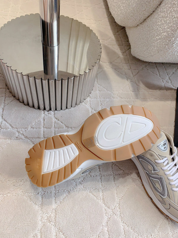 CD B30 Sneaker Grey Beige Mix Brown Polyester Mesh Fabric And Calfskin