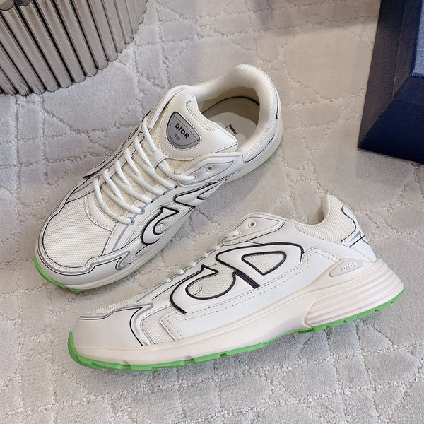 CD B30 Sneaker Milky Beige Mix Green Polyester Mesh Fabric And Calfskin