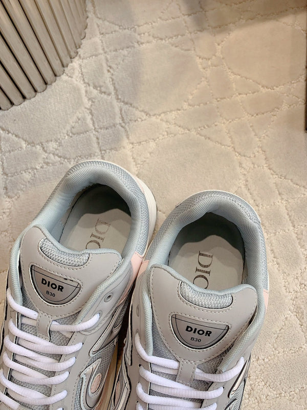 CD B30 Sneaker Grey Mix Pastel Pink Polyester Mesh Fabric And Calfskin