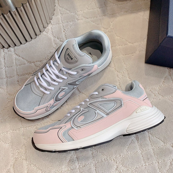 CD B30 Sneaker Grey Mix Pastel Pink Polyester Mesh Fabric And Calfskin