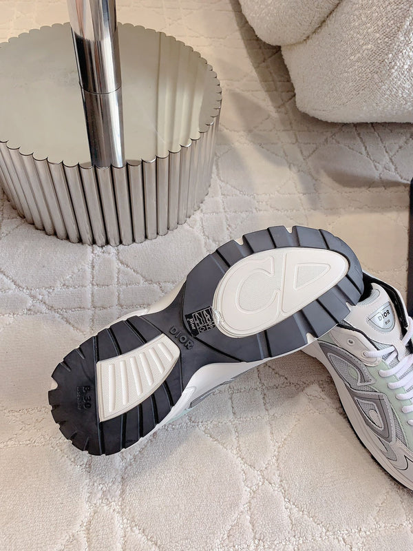 CD B30 Sneaker Grey White Mix Pale Jade Green Polyester Mesh Fabric And Calfskin