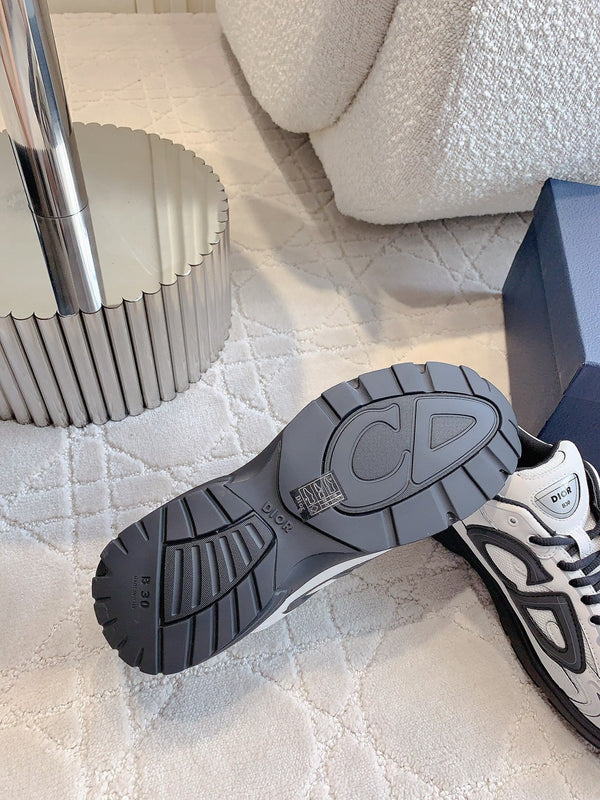 CD B30 Sneaker White Mix Black Polyester Mesh Fabric And Calfskin