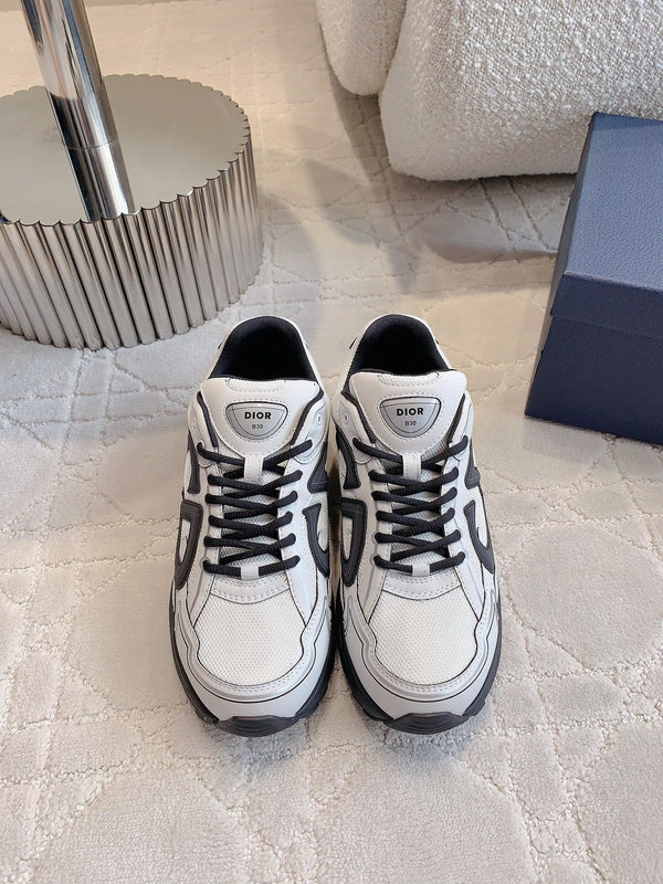 CD B30 Sneaker White Mix Black Polyester Mesh Fabric And Calfskin