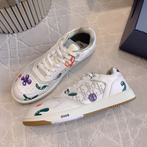 CD B27 Low-Top Sneaker White Green Mix Orange purple Print Calfskin