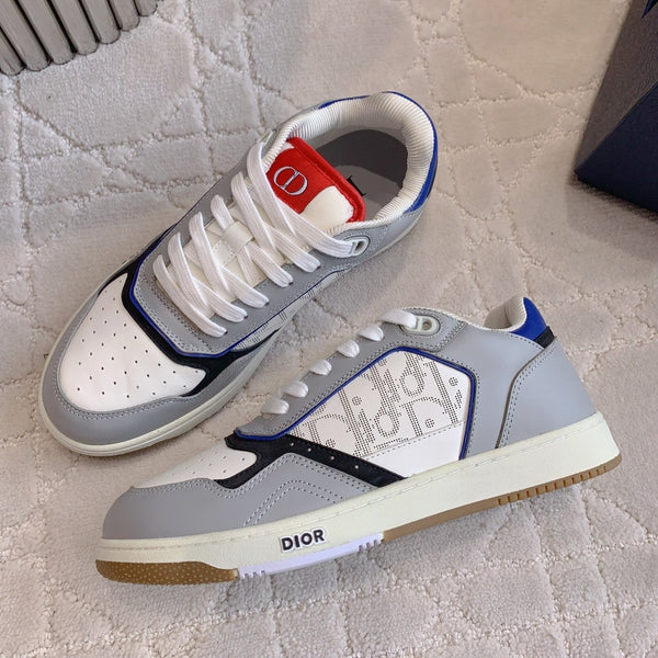 CD B27 Low-Top Sneaker Grey White Mix Blue Red Print Calfskin