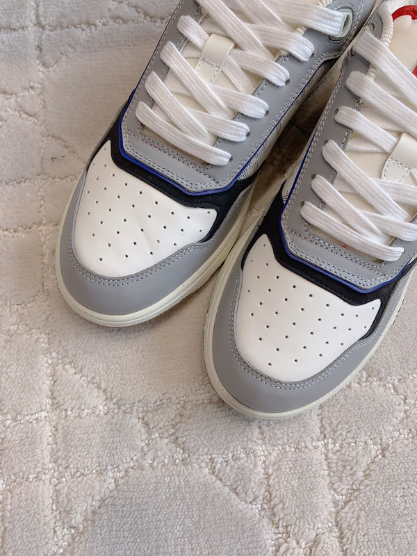 CD B27 Low-Top Sneaker Grey White Mix Blue Red Print Calfskin