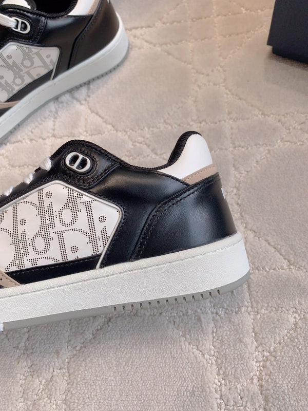 CD B27 Low-Top Sneaker Black White Mix Beige Print Calfskin