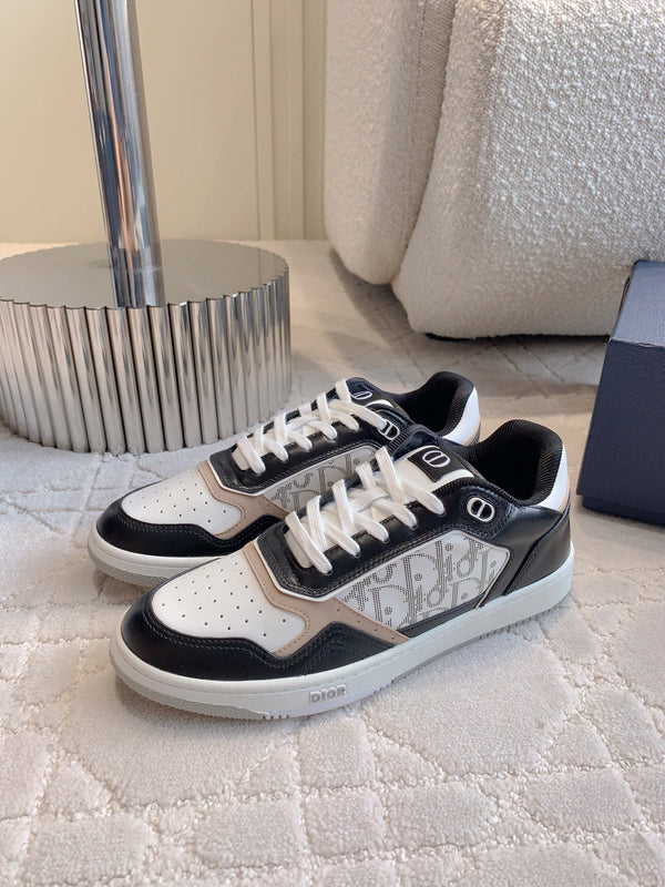 CD B27 Low-Top Sneaker Black White Mix Beige Print Calfskin