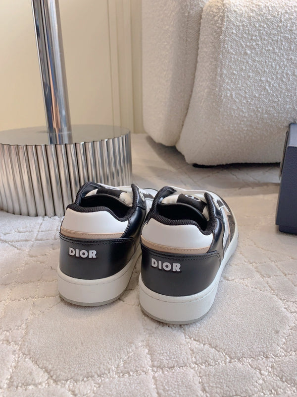 CD B27 Low-Top Sneaker Black White Mix Beige Print Calfskin