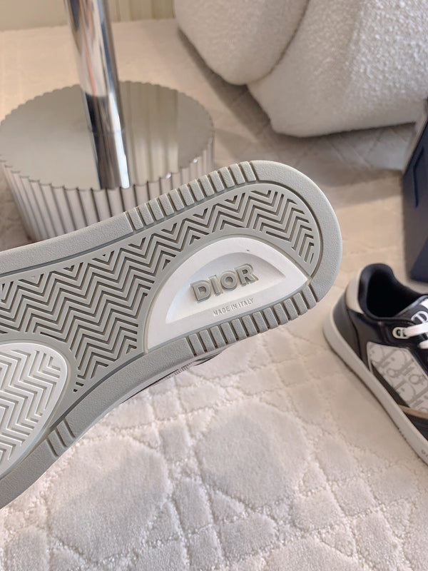 CD B27 Low-Top Sneaker Black White Mix Beige Print Calfskin