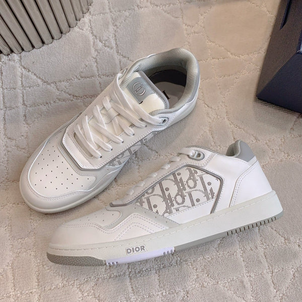 CD B27 Low-Top Sneaker White Grey Print Calfskin