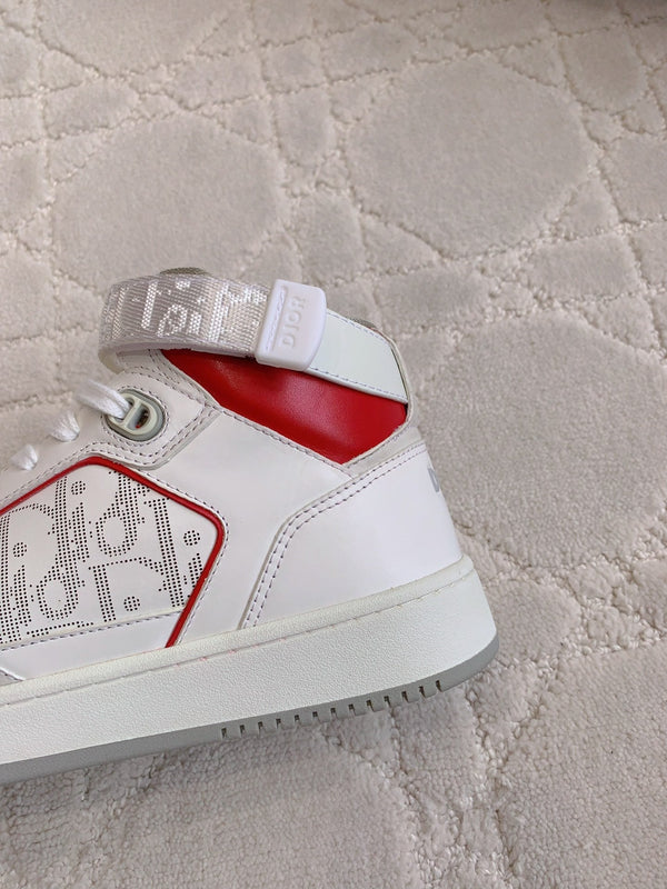 CD B27 High-Top Sneaker White Red Print Calfskin