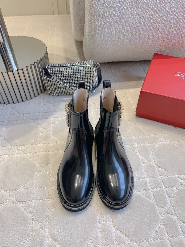 CD Vivie Roger Chelsea Ankle Boots Glossy Black Cowhide