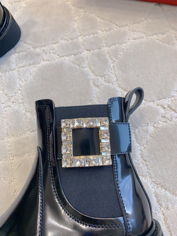 CD Vivie Roger Chelsea Ankle Boots Glossy Black Cowhide