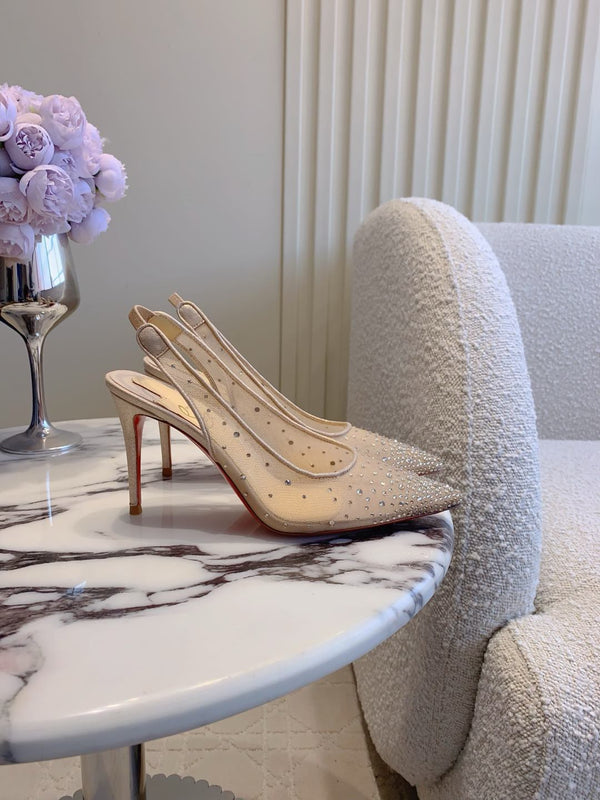 CL Follies Strass 85mm Vanilla Cream Mesh 177136