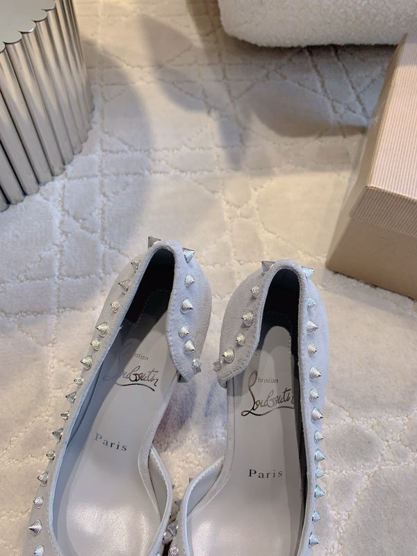 CL Irishell 85 Studded d'Orsay Pumps Light Pewter Suede 177129