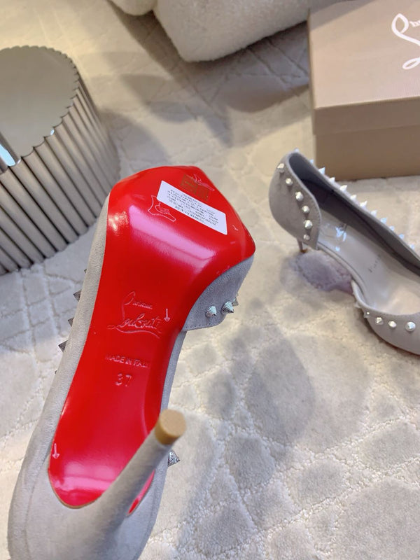 CL Irishell 85 Studded d'Orsay Pumps Light Pewter Suede 177129