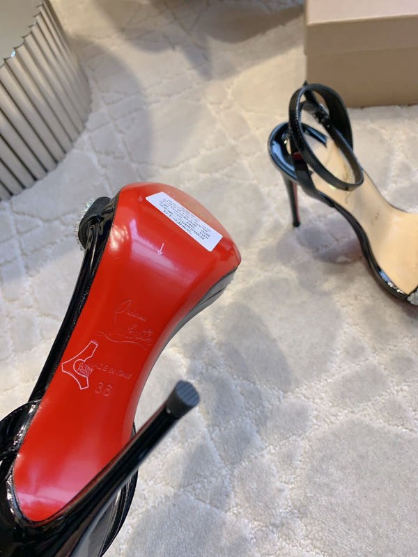 CL Crystal Queen 120 Sandal Black Patent Leather 177122